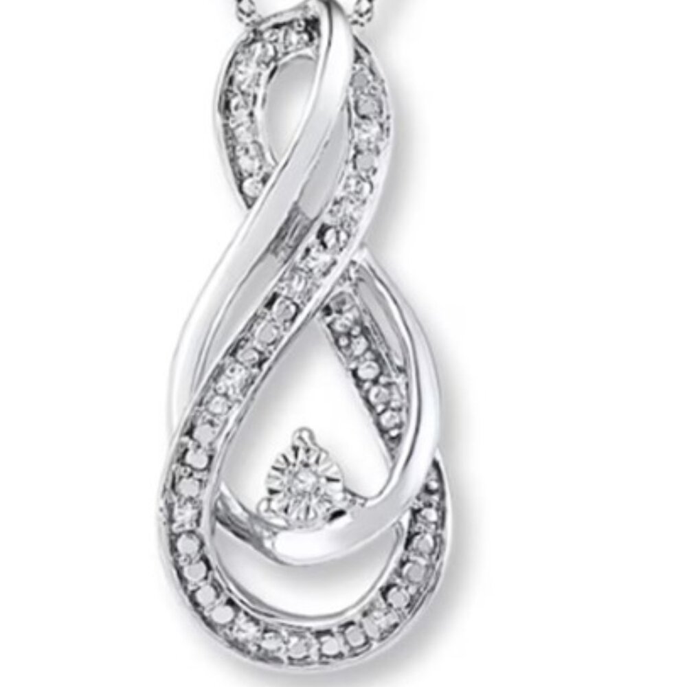 Infinity Symbol Necklace Diamond Accents Sterling Silver